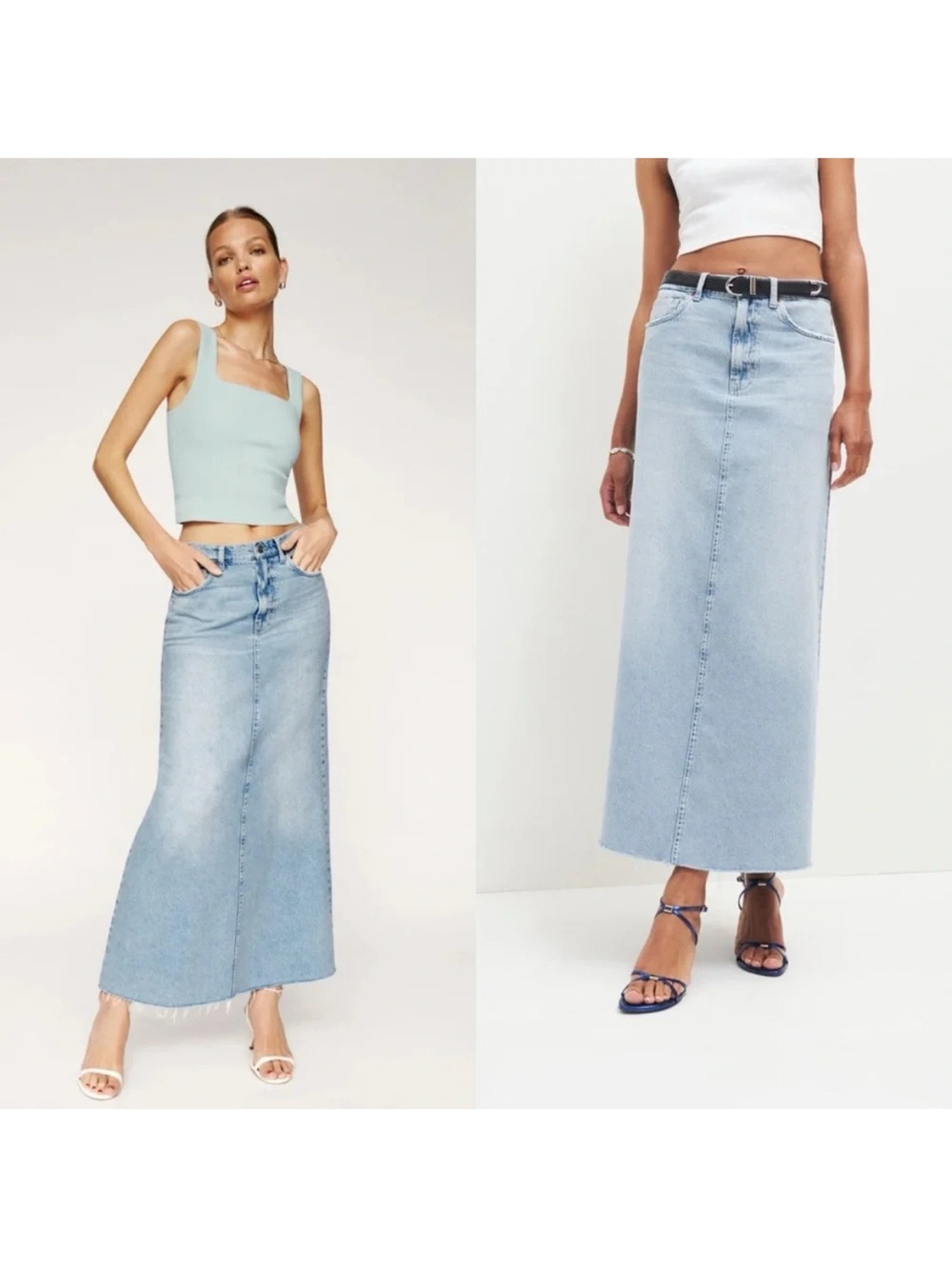 Reformation Kass Maxi Denim Skirt in Bowen Size 31 Full Length Jean Skirt